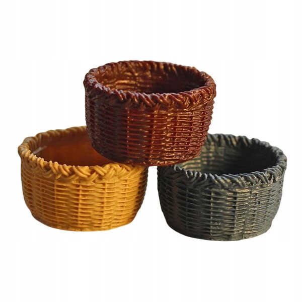 Set 3 Mini Cesti in Resina per Casa delle Bambole Scala 1:12 Blu