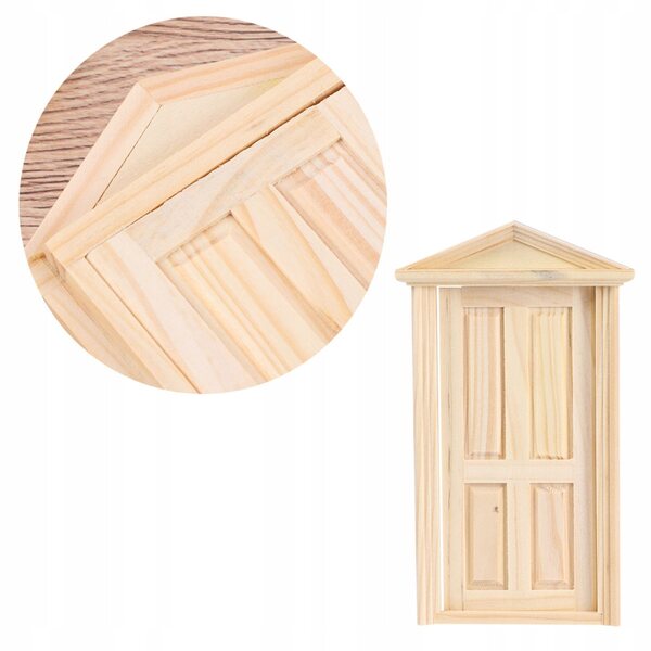 Mini porte in legno per casa delle bambole scala 1:12 con design tradizionale