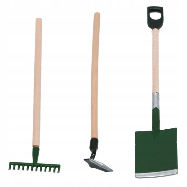 Set 5 Mini Utensili da Giardinaggio per Casa delle Bambole in Legno e Metallo