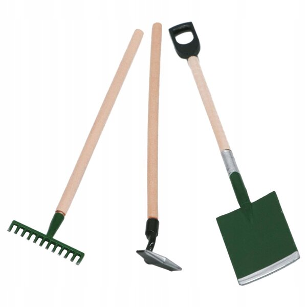 Set 5 Mini Utensili da Giardinaggio per Casa delle Bambole in Legno e Metallo