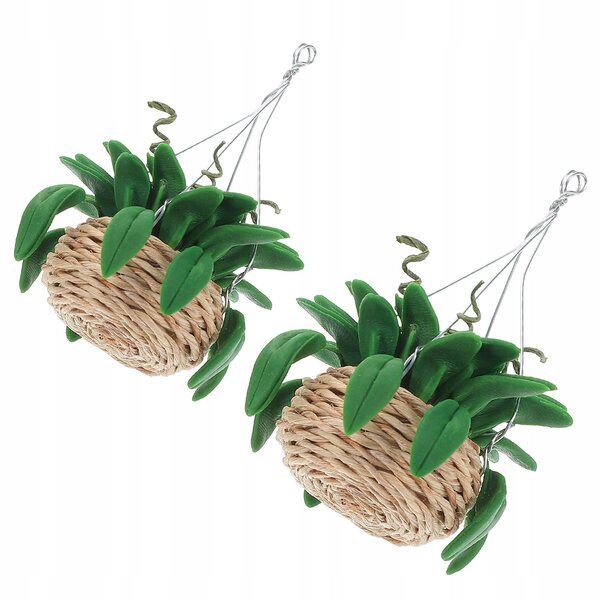 Mini piante in vaso modello bonsai per case delle bambole, 2 pezzi colorati