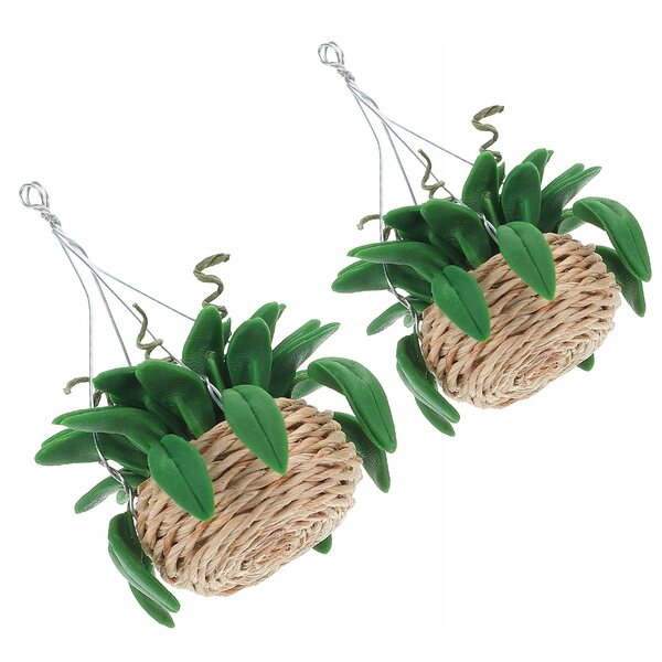 Mini piante in vaso modello bonsai per case delle bambole, 2 pezzi colorati