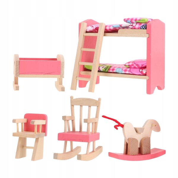 Letto a Castello Miniatura in Legno per Casa delle Bambole Stile Vintage 1:12