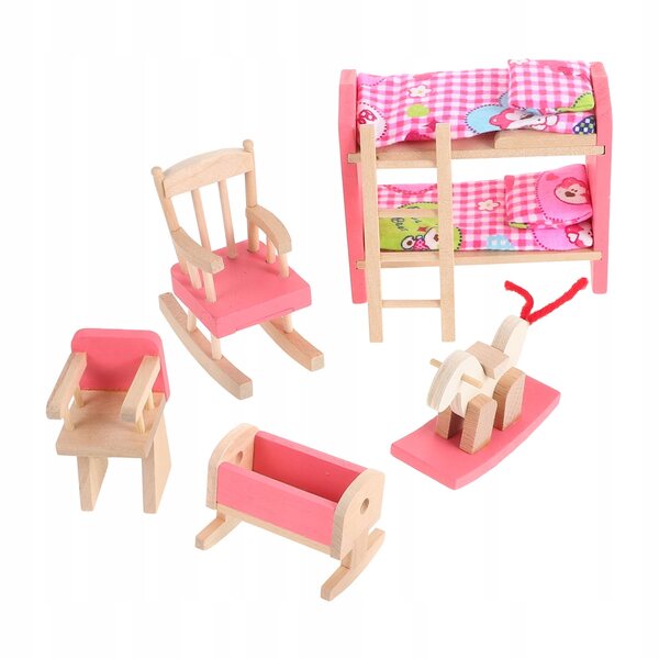 Letto a Castello Miniatura in Legno per Casa delle Bambole Stile Vintage 1:12