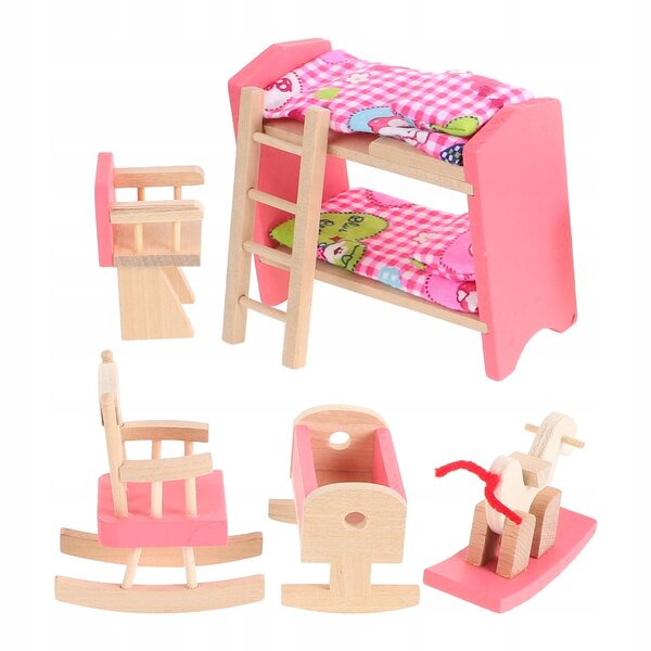 Letto a Castello Miniatura in Legno per Casa delle Bambole Stile Vintage 1:12