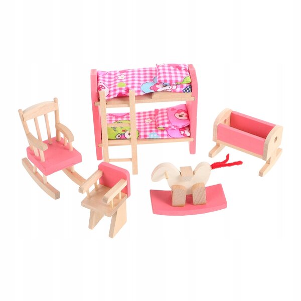 Letto a Castello Miniatura in Legno per Casa delle Bambole Stile Vintage 1:12
