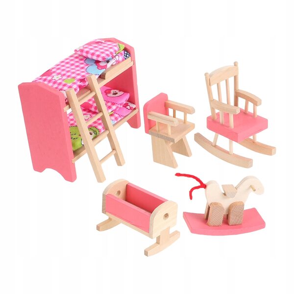 Letto a Castello Miniatura in Legno per Casa delle Bambole Stile Vintage 1:12