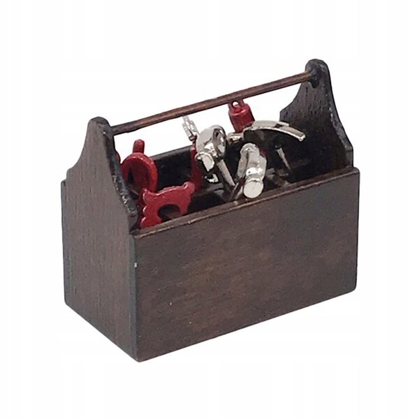 Mini-Holzwerkzeug-Set für Puppenhaus, braunes dekoratives Zubehör