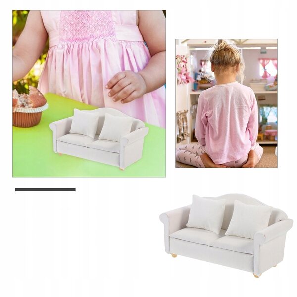 1 SZT. PRAKTYCZNA BIAŁA MINI SOFA DREWNIANA DO PROJEKTÓW DIY