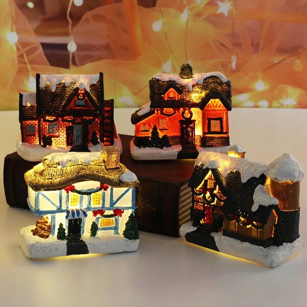 LED-Weihnachtsdekoration aus Kunstharz mit warmen Lichtern und detailliertem Design