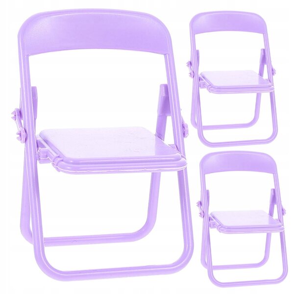 Set 3 Mini Sedie Pieghibili Viola per Casa delle Bambole e Decorazioni