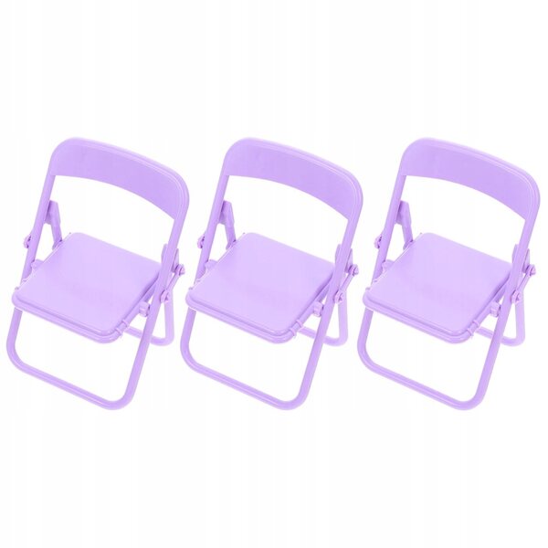 Set 3 Mini Sedie Pieghibili Viola per Casa delle Bambole e Decorazioni