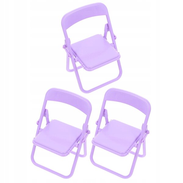 Set 3 Mini Sedie Pieghibili Viola per Casa delle Bambole e Decorazioni