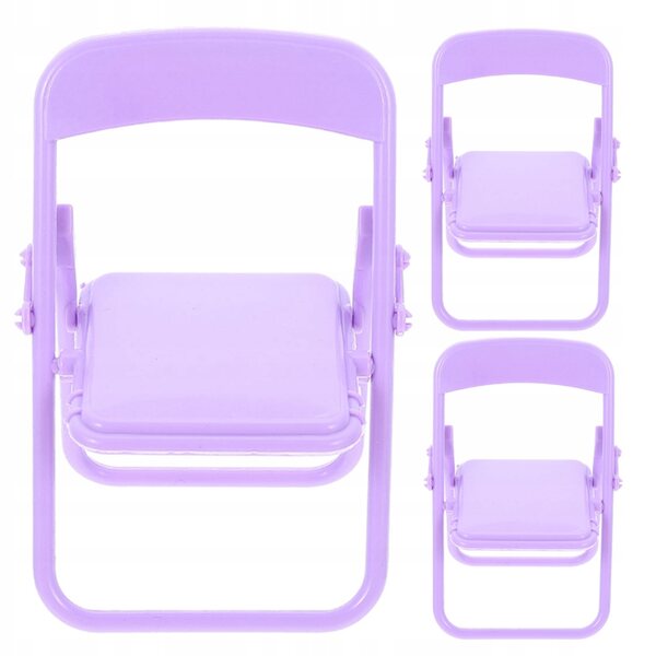Set 3 Mini Sedie Pieghibili Viola per Casa delle Bambole e Decorazioni