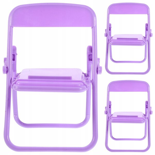 Set 3 Mini Sedie Pieghibili Viola per Casa delle Bambole e Decorazioni