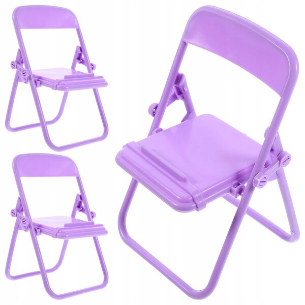 Set 3 Mini Sedie Pieghibili Viola per Casa delle Bambole e Decorazioni
