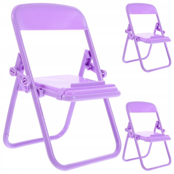 Set 3 Mini Sedie Pieghibili Viola per Casa delle Bambole e Decorazioni
