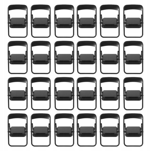 Set 24 Mini Sedie Pieghevoli in Plastica Nere per Decorazioni e Giochi