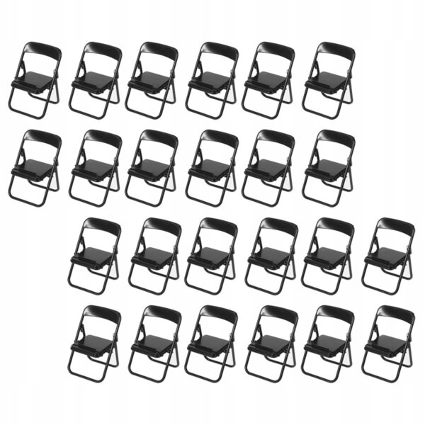 Set 24 Mini Sedie Pieghevoli in Plastica Nere per Decorazioni e Giochi