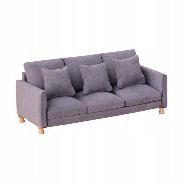 Miniatura sofa 1:12 con cuscini, ricca decorazione scura ideale per casa bambole