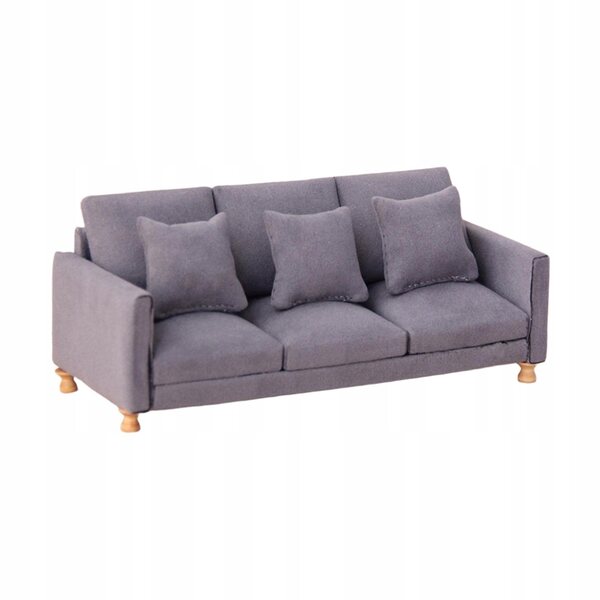 Miniatura sofa 1:12 con cuscini, ricca decorazione scura ideale per casa bambole