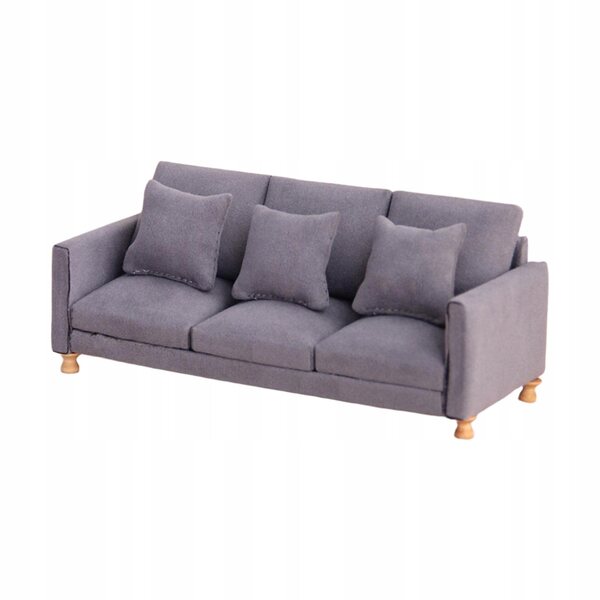 Miniatura sofa 1:12 con cuscini, ricca decorazione scura ideale per casa bambole