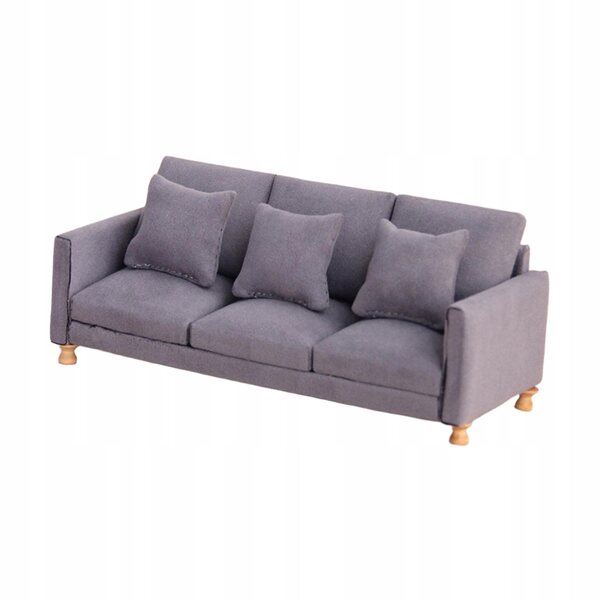 Miniatura sofa 1:12 con cuscini, ricca decorazione scura ideale per casa bambole
