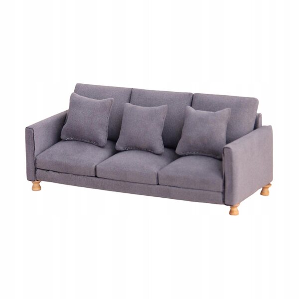 Miniatura sofa 1:12 con cuscini, ricca decorazione scura ideale per casa bambole