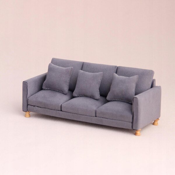 Miniatura sofa 1:12 con cuscini, ricca decorazione scura ideale per casa bambole