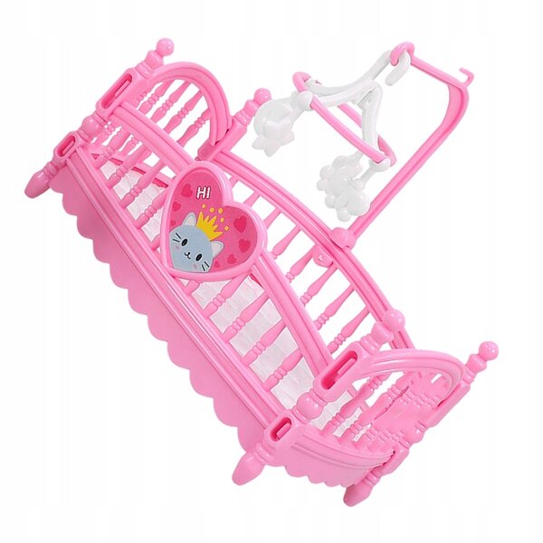 Mini letto rosa in ABS per casa delle bambole, dettagli raffinati e sicuri