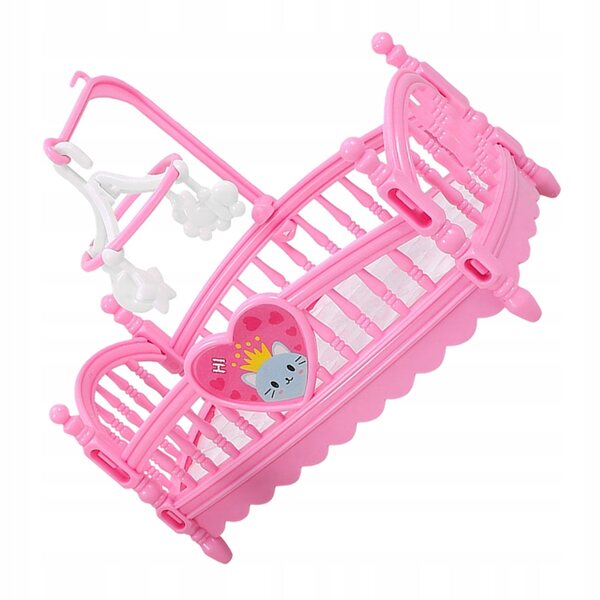 Mini letto rosa in ABS per casa delle bambole, dettagli raffinati e sicuri