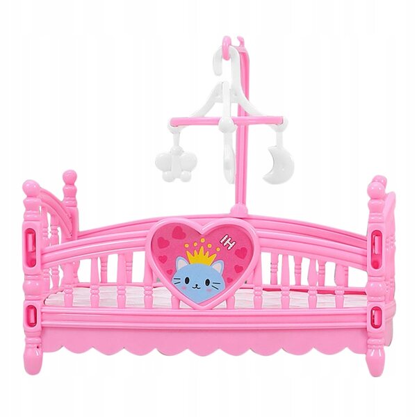 Mini letto rosa in ABS per casa delle bambole, dettagli raffinati e sicuri