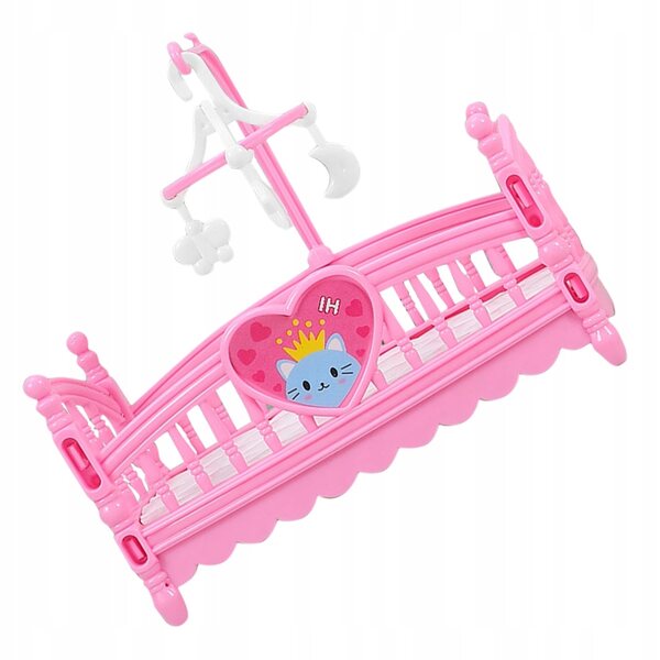 Mini letto rosa in ABS per casa delle bambole, dettagli raffinati e sicuri