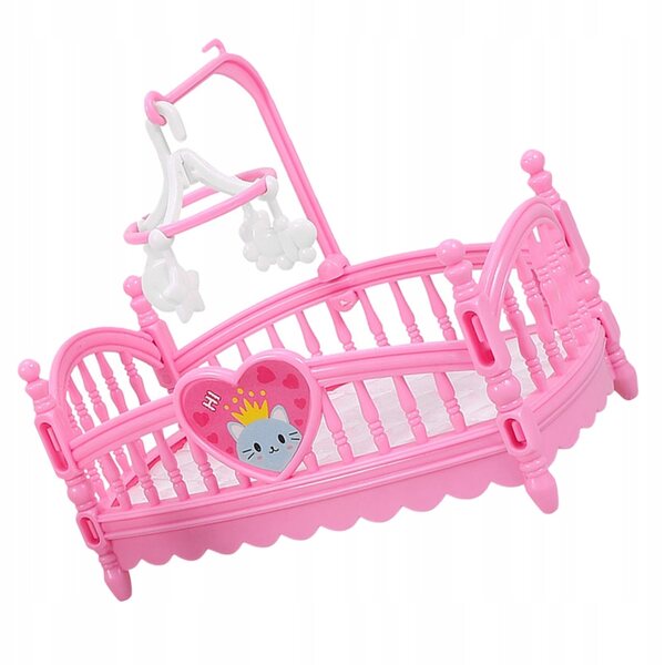 Mini letto rosa in ABS per casa delle bambole, dettagli raffinati e sicuri