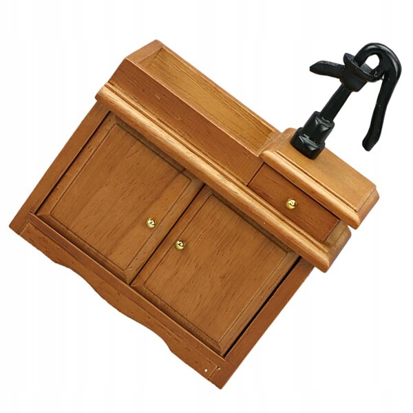 Miniatura in Legno Mobile Sotto Lavabo per Casa delle Bambole Colore Noce