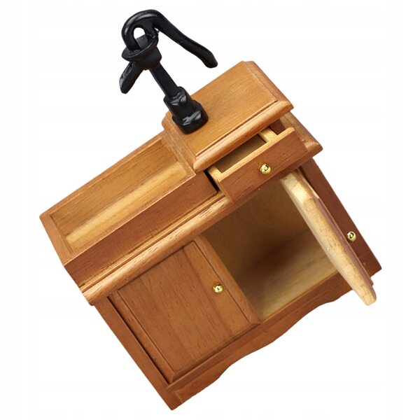 Miniatura in Legno Mobile Sotto Lavabo per Casa delle Bambole Colore Noce