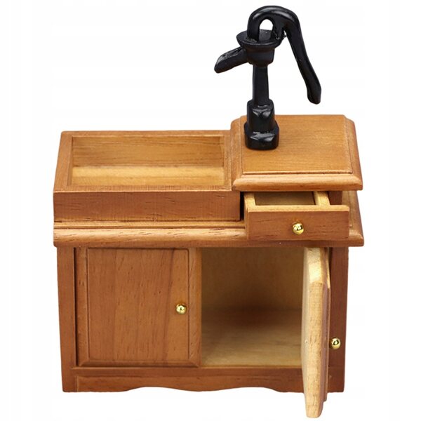 Miniatura in Legno Mobile Sotto Lavabo per Casa delle Bambole Colore Noce