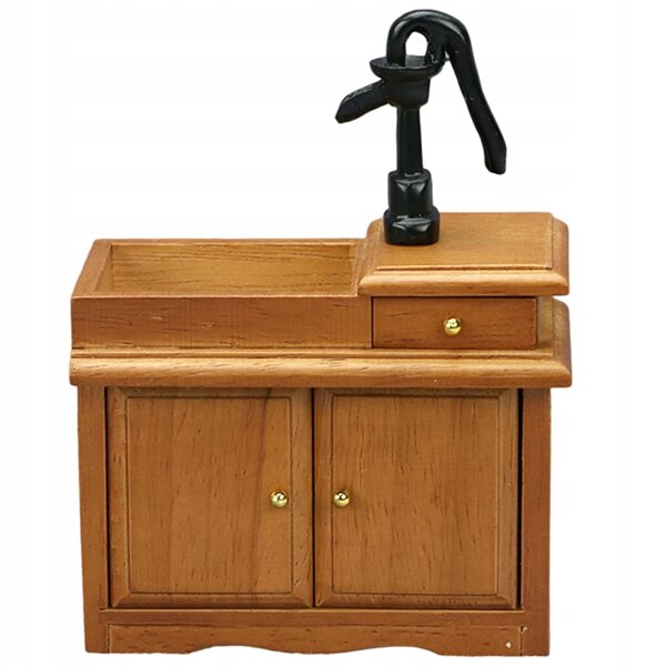Miniatura in Legno Mobile Sotto Lavabo per Casa delle Bambole Colore Noce
