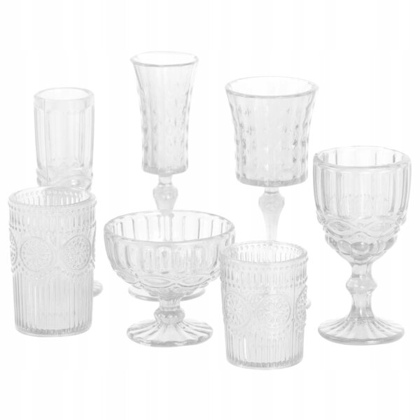 Set da 7 Mini Bicchieri Trasparenti in Plastica per Case delle Bambole e Decorazioni