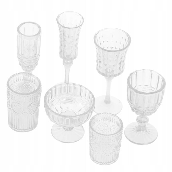 Set da 7 Mini Bicchieri Trasparenti in Plastica per Case delle Bambole e Decorazioni