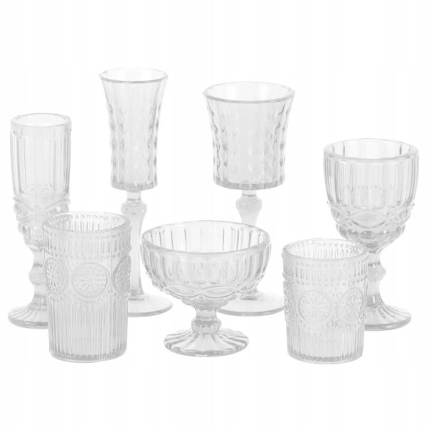 Set da 7 Mini Bicchieri Trasparenti in Plastica per Case delle Bambole e Decorazioni