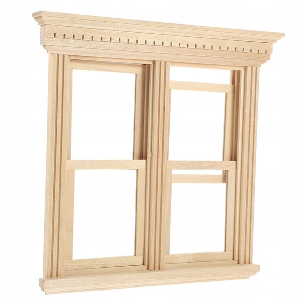 Miniatura finestra in legno per casa delle bambole, decorazione artigianale