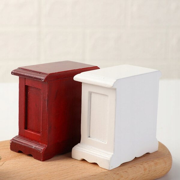 Miniatura comodino in legno per casa delle bambole, arredamento sicuro e decorativo