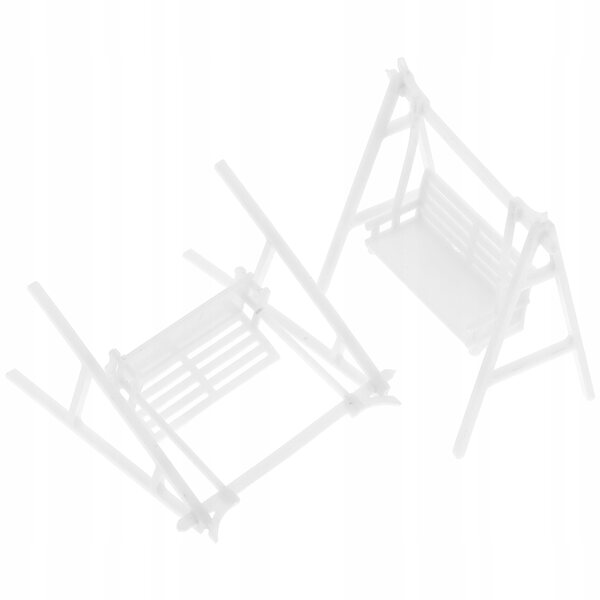 Lot de 2 Mini Rocking Chairs Blanches en ABS pour Décorations 1:50 Dominiatures