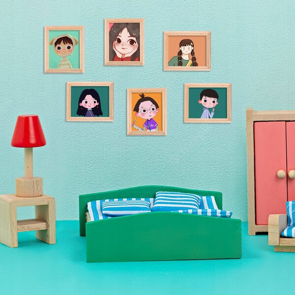 Set 6 Miniature Cornici in Legno per Casa delle Bambole Decorazioni Realistiche