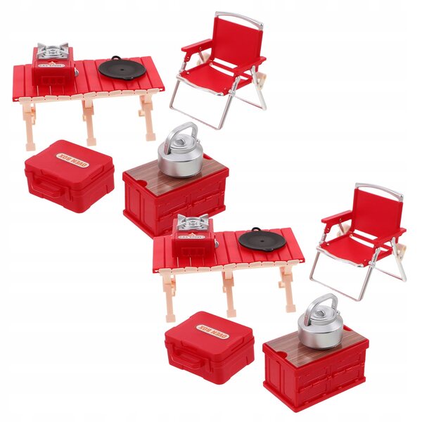 Kinder-Camping-Spielset mit Mini-Stühlen und tragbarer Küche, Rot