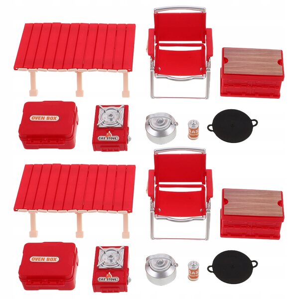 Kinder-Camping-Spielset mit Mini-Stühlen und tragbarer Küche, Rot