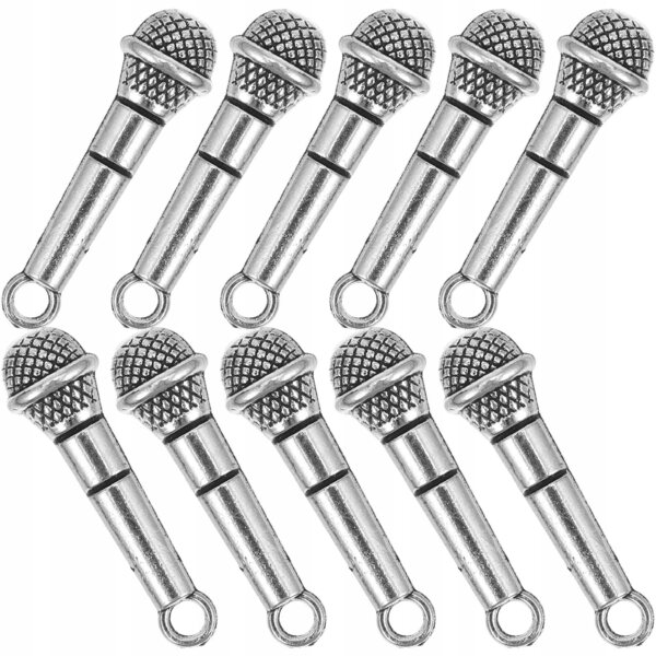 Lot de 10 mini microphones en métal pour décoration miniature et maison de poupée