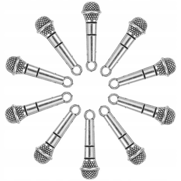 Lot de 10 mini microphones en métal pour décoration miniature et maison de poupée
