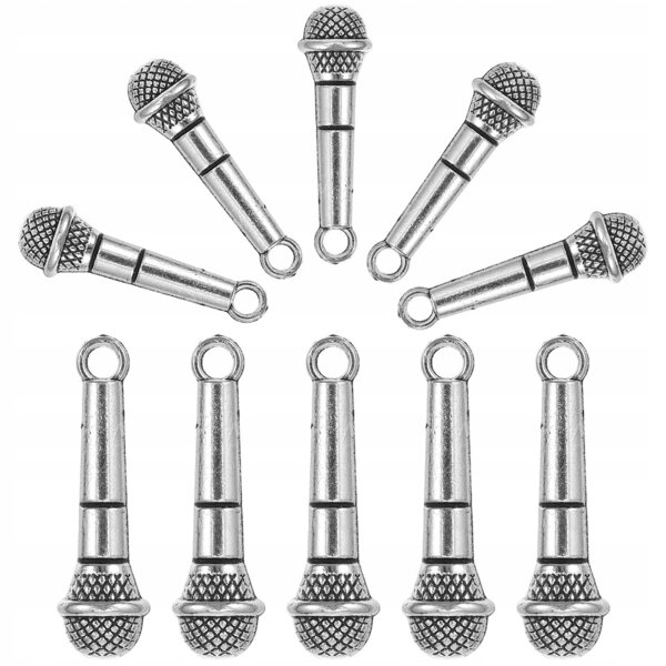 Lot de 10 mini microphones en métal pour décoration miniature et maison de poupée